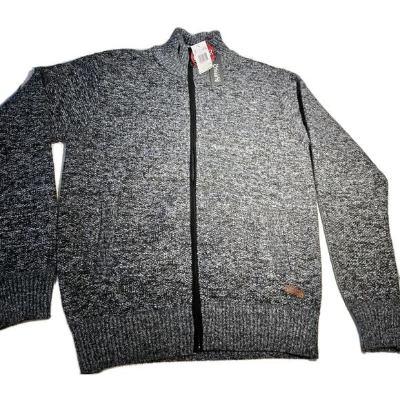 Buffalo David Bitton Sweater Jacket Mens LARGE Knit Gray Fleece Lined GORPCORE - Picture 1 of 9